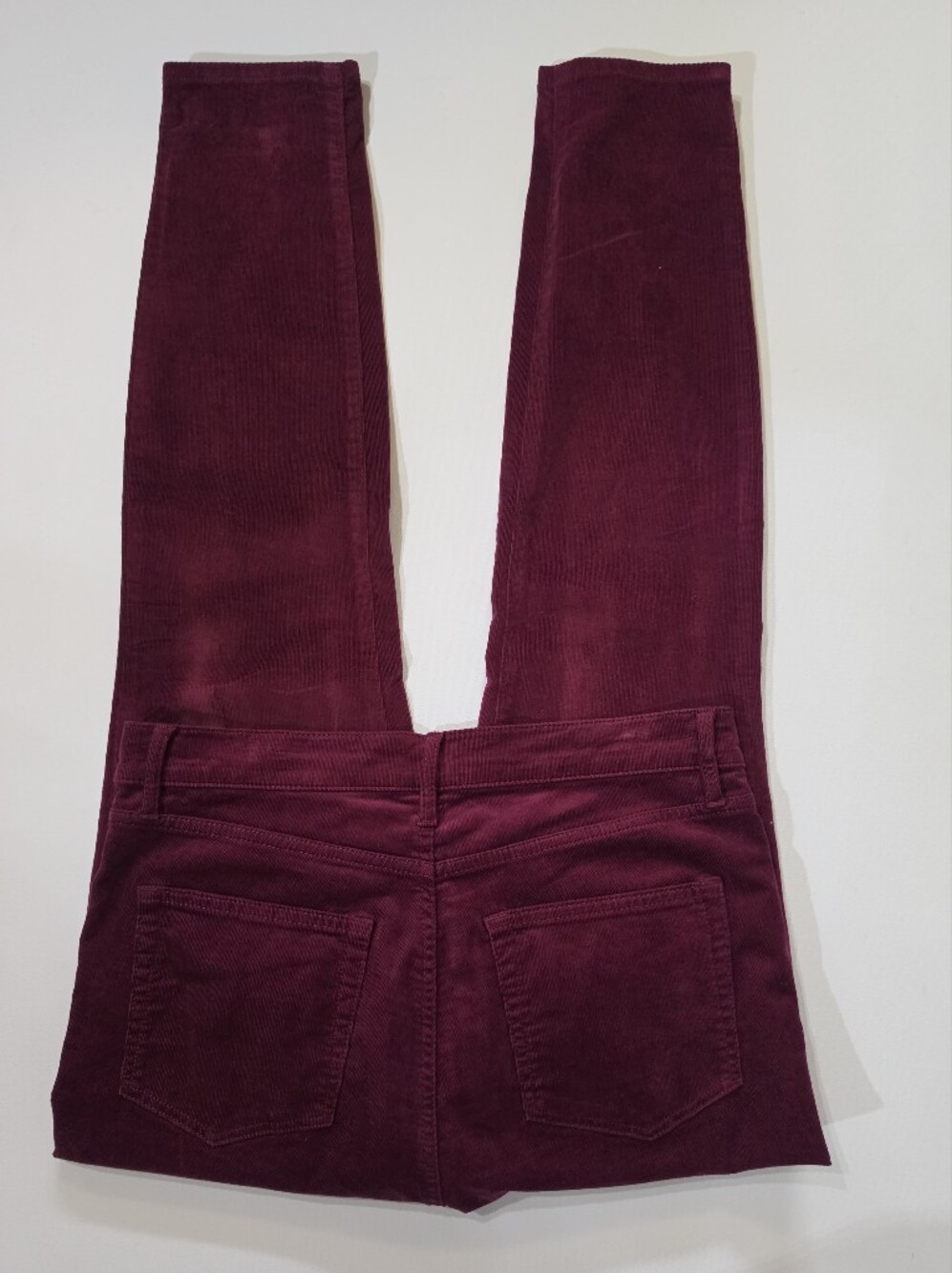 Loft Velvet Corduroy Skinny Pants Womens Size 8 Maroon High Rise Retro Style - Picture 5 of 7